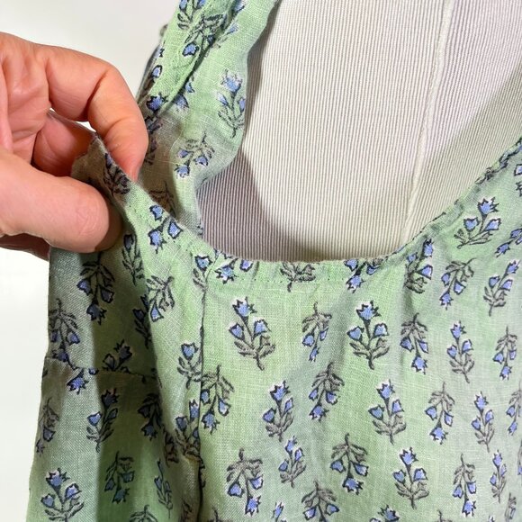 J. Jill Pure Jill Linen Size XL Sleeveless Tunic Top Green Floral Block Print - Picture 4 of 11